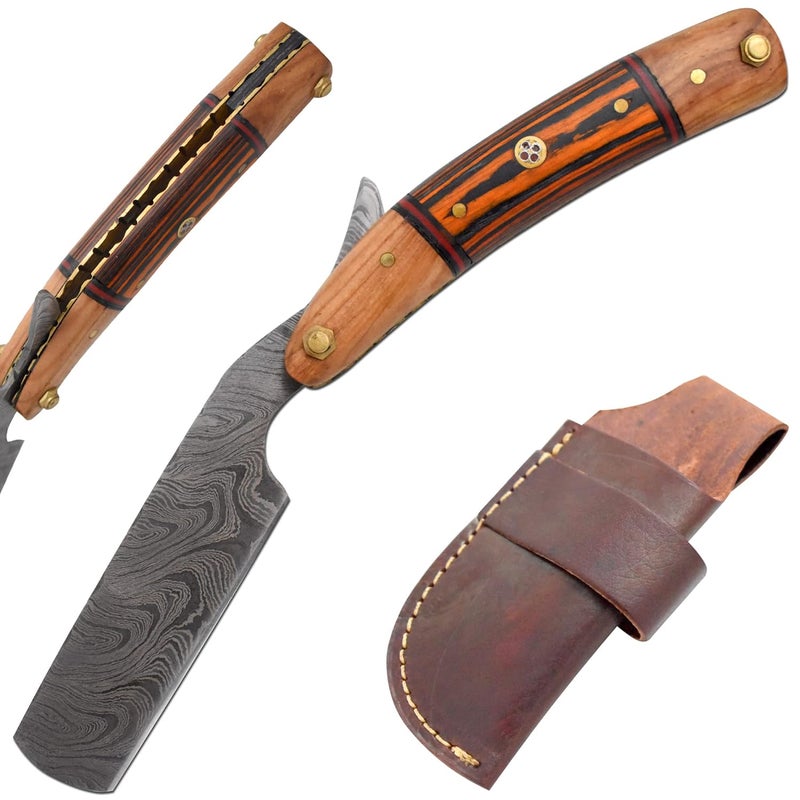 Old Ram Straight Razor | Straight Edge-Razor Sharp High Hardness Real Damascus Steel Cutthroat Straight Edge-Blade | Barber Razor (347) - Image 1